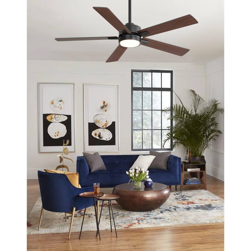 52-in Black Color-changing Indoor Chandelier Ceiling Fan with Light and Remote (5-Blade)