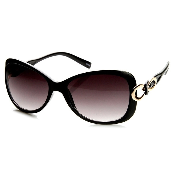 Womens Fashion Bow-Tie Metal Cut-Out Temple Oval Sunglasses. Opens flyout.