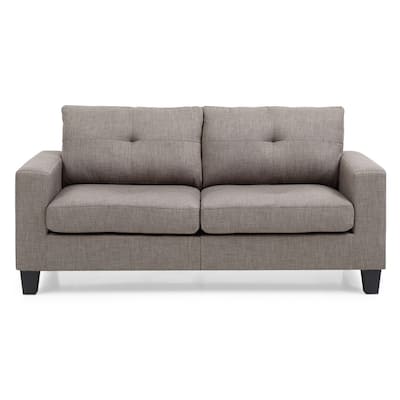 Square Arm Twill Tufted Straight Sofa - 71" - Gray
