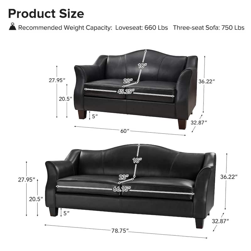 Franco Traditional Genuine Leather Sofa Set of 2 by HULALA HOME
