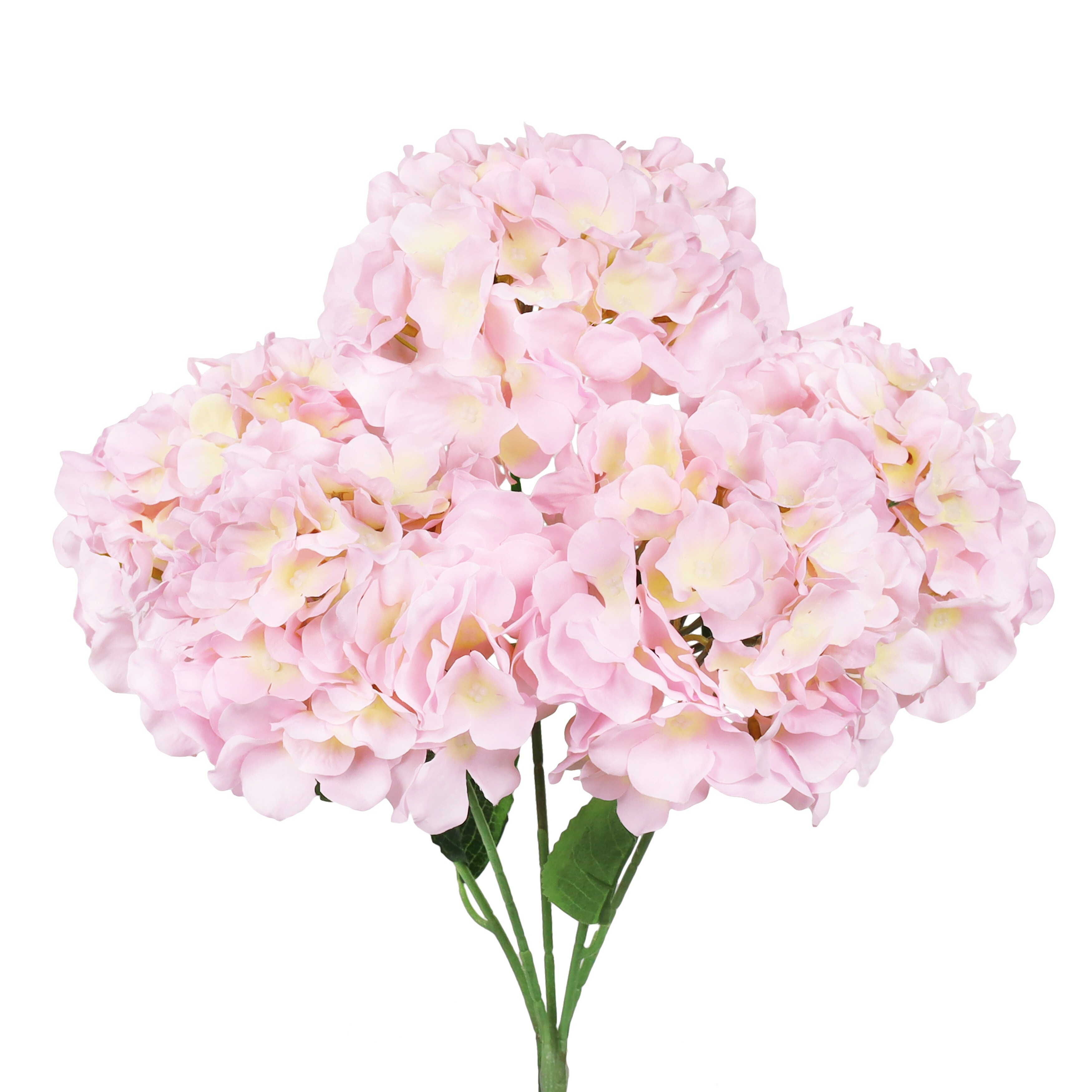 Hydrangea4937　0602 Set of 2 Deluxe Pink Artificial Hydrangea Flower Stem Bush