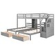 preview thumbnail 7 of 13, Twin Over Twin&Twin Triple Bunk Bed With Drawers,Shelves