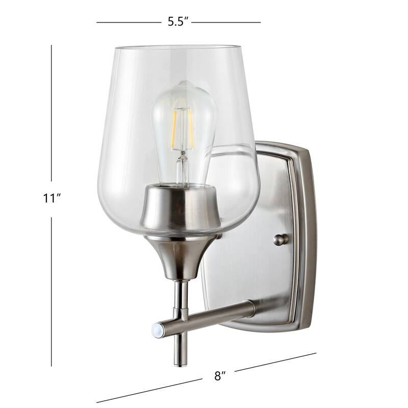 SAFAVIEH Lighting Avigail Wall Sconce - 5.5"x8"x11" - Nickel/Clear - 6Wx8Dx11H