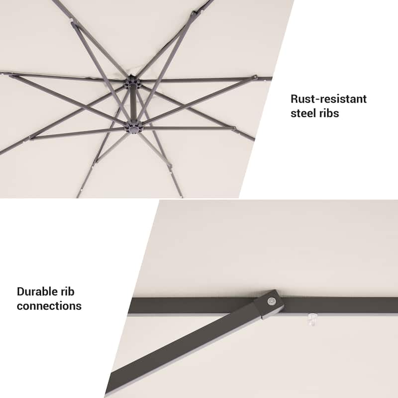 LIVOOSUN Outdoor Patio Umbrella, Square Canopy Offset LED Umbrella