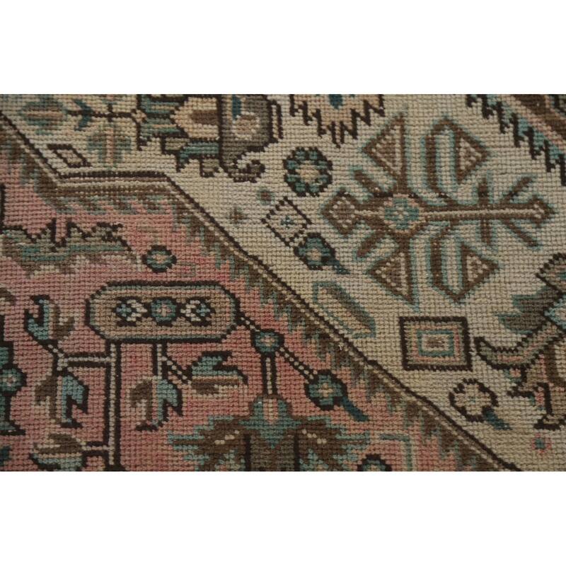 Hand Knotted Oriental 100% Wool Carpet Traditional Medallion Pink Tabriz Area Rug - 9' 5'' X 6' 5''