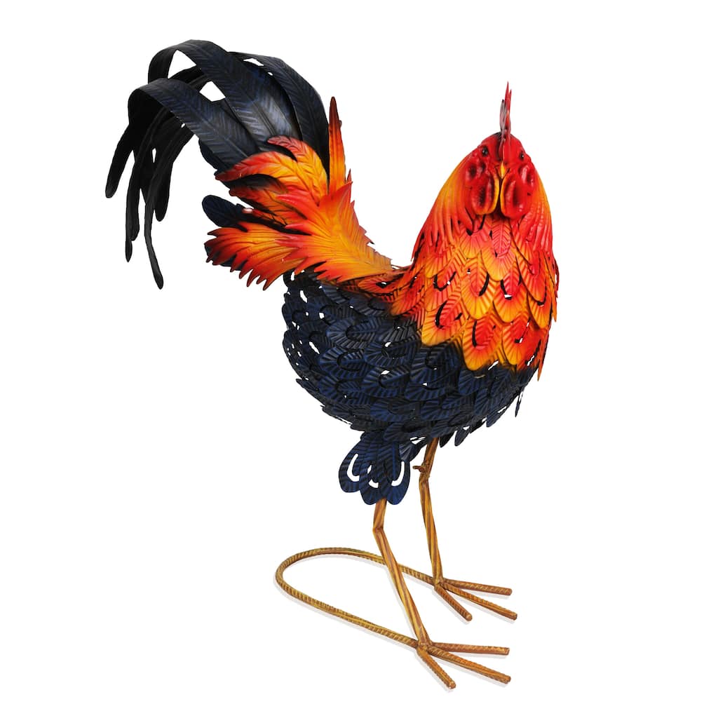 Metal Colorful Rooster Decor