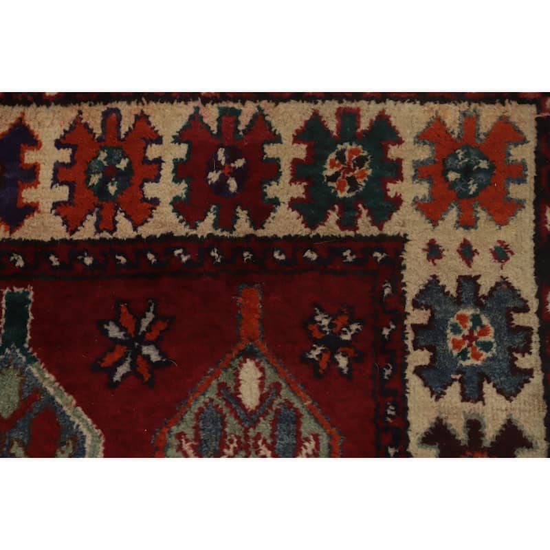 Hand Knotted Oriental 100% Wool Carpet Traditional All-Over Red Shiraz Area Rug - 9' 5'' X 6' 5''