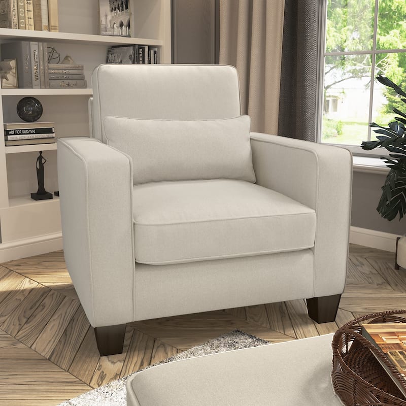 Stockton Accent Chair with Arms by Bush Furniture - Cream Herringbone