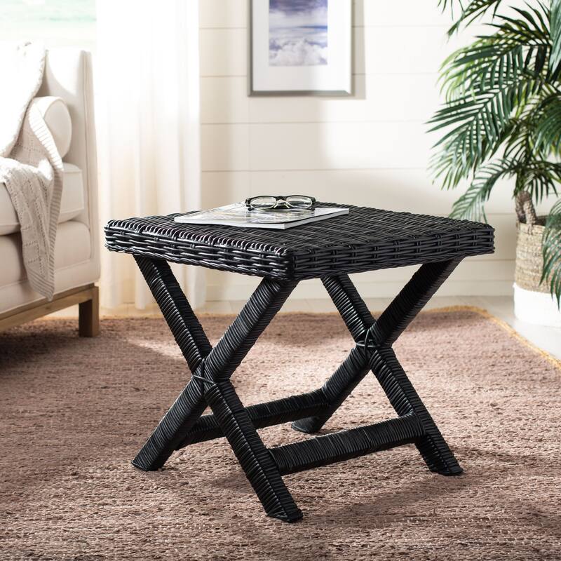 SAFAVIEH Suzette Natural Wicker x-Bench - 22" x 22" x 19.5" - 22Wx22Dx20H
