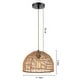 preview thumbnail 7 of 7, Pendant Light Brown Cage Style Rattan Dome Shade