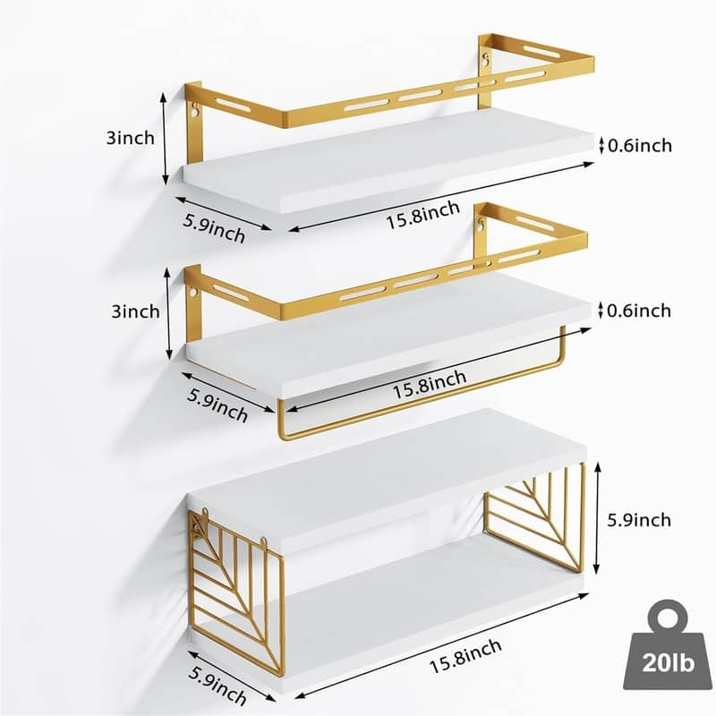 3+1 Tier Wall Mounted Bathroom - 5.9"D x 15.9"W x 0.6"H
