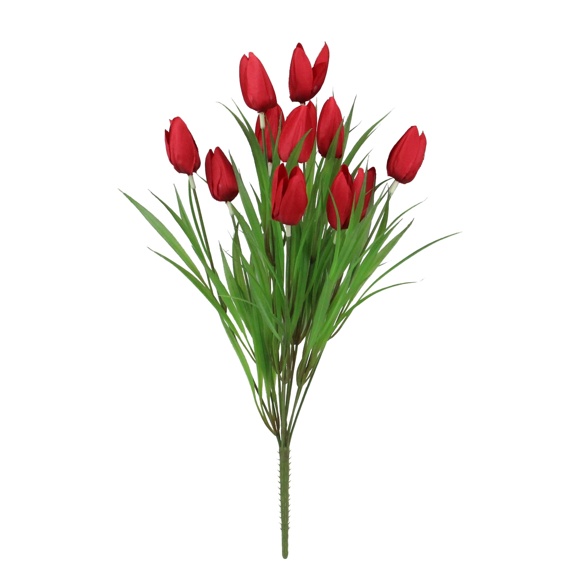 Shop 18 5 Red Artificial Blooming Tulip Bush With Long Green Leaves Overstock 28084326