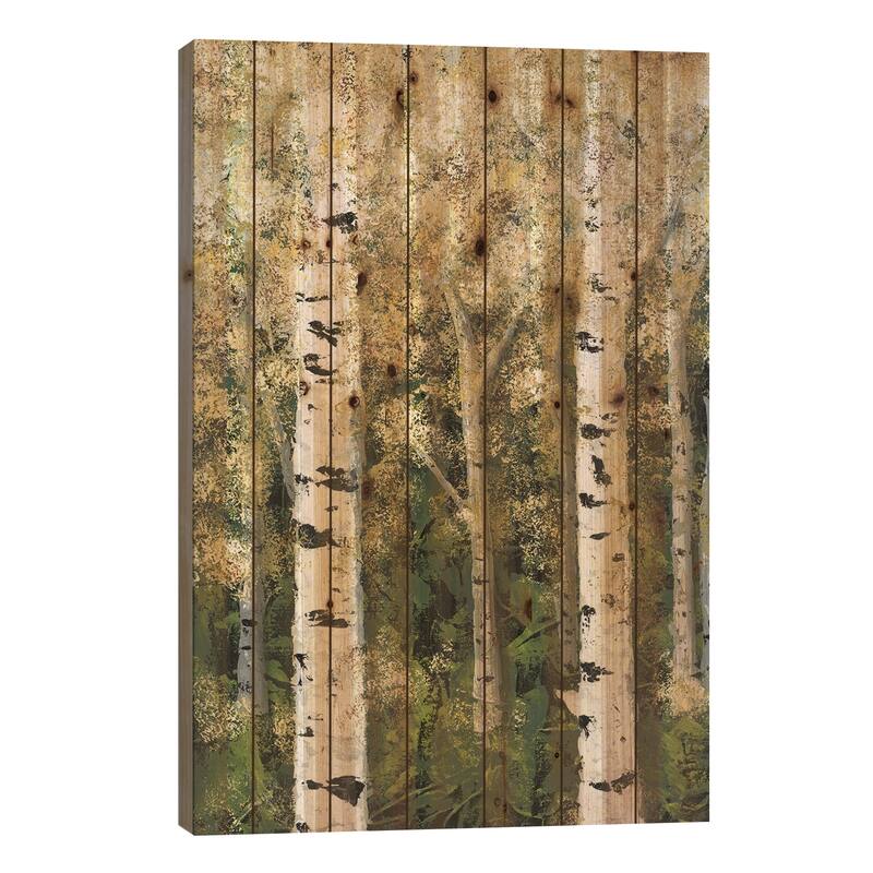 Birch Treeline I Print On Wood by Jade Reynolds - Multi-Color - 26x18x1.5