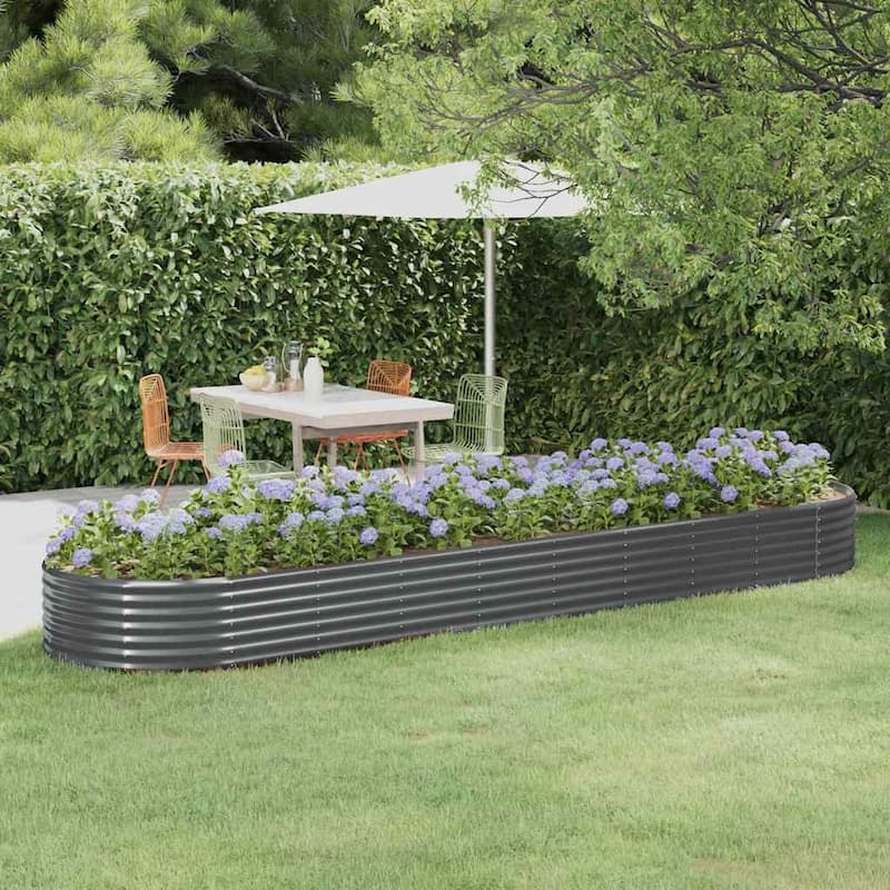 vidaXL Garden Raised Bed Anthracite Powder-coated steel 39.4 in diameter - Anthracite (8)