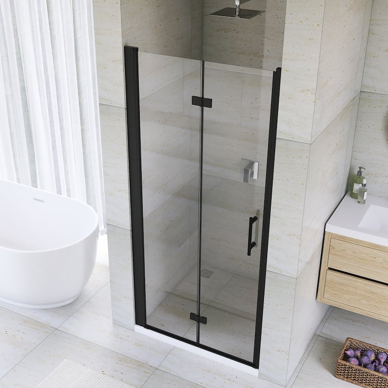 Bifold Framed Shower Door in Matte Black Finish