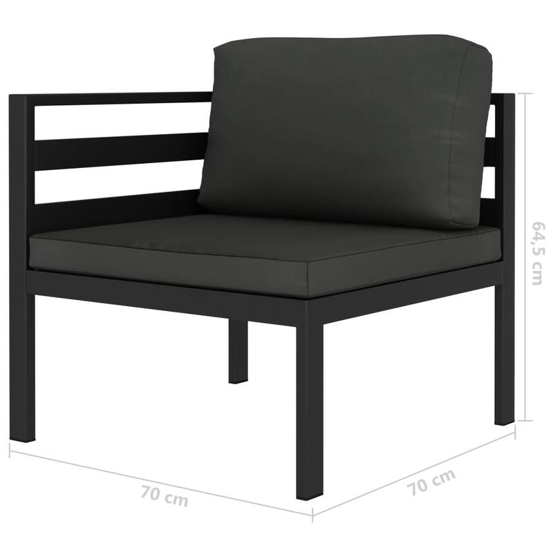 vidaXL Patio Lounge Set Outdoor Sectional Sofa Set Table Aluminum Anthracite - 27.6" x 27.6" x 25.4"