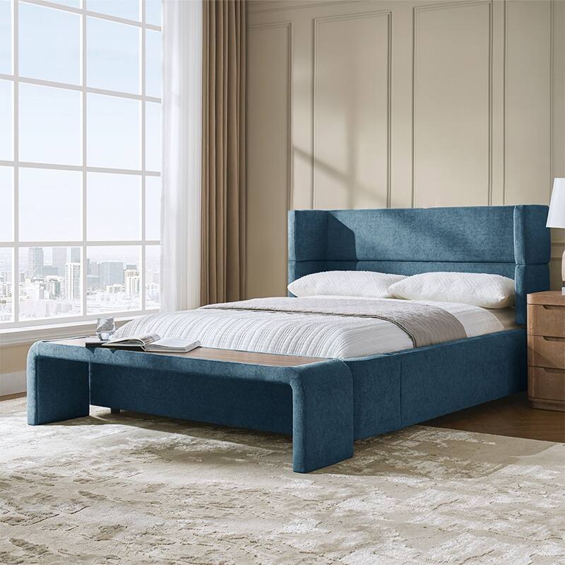 Kenneth Mordern Upholstered Bed with Four Interchangeable Configurations and Bed Tabled by HULALA HOME