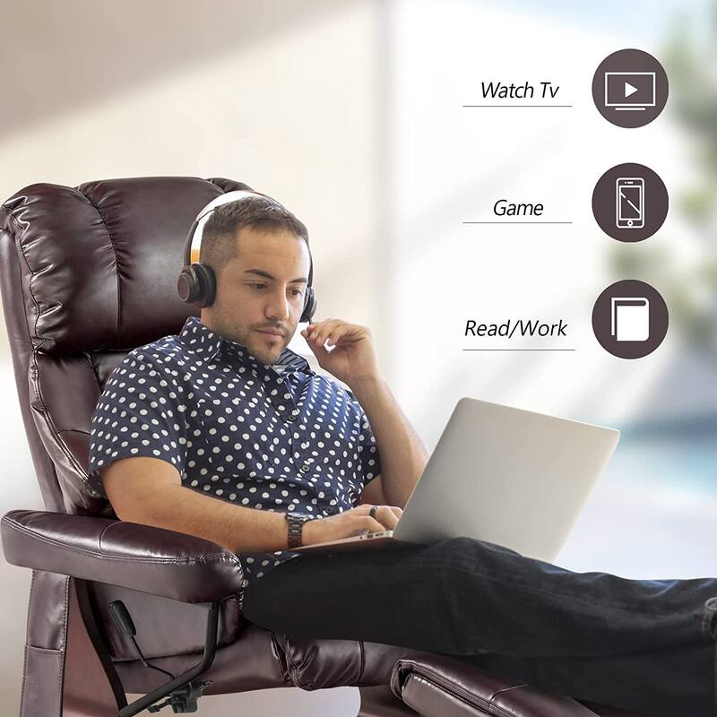 MCombo Recliner Chair with Ottoman Vibration Massag Faux Leather 9068