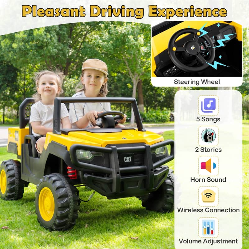 Costway 24V Ride On Dump Truck with Remote Control, Dump Bed, Shovel, - Yellow + Black - See Details