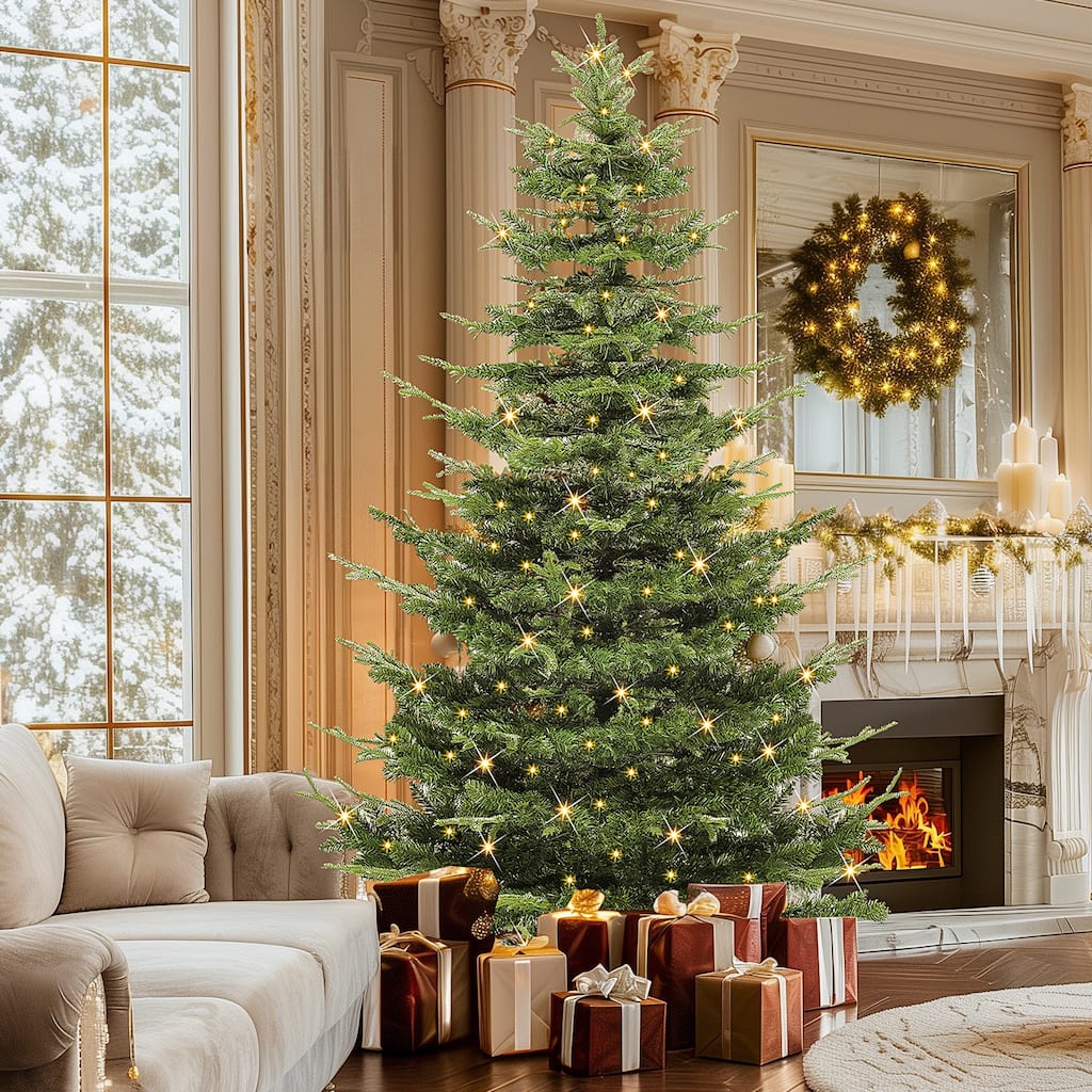 Layered Pre-Lit Aspen Fir Christmas Tree