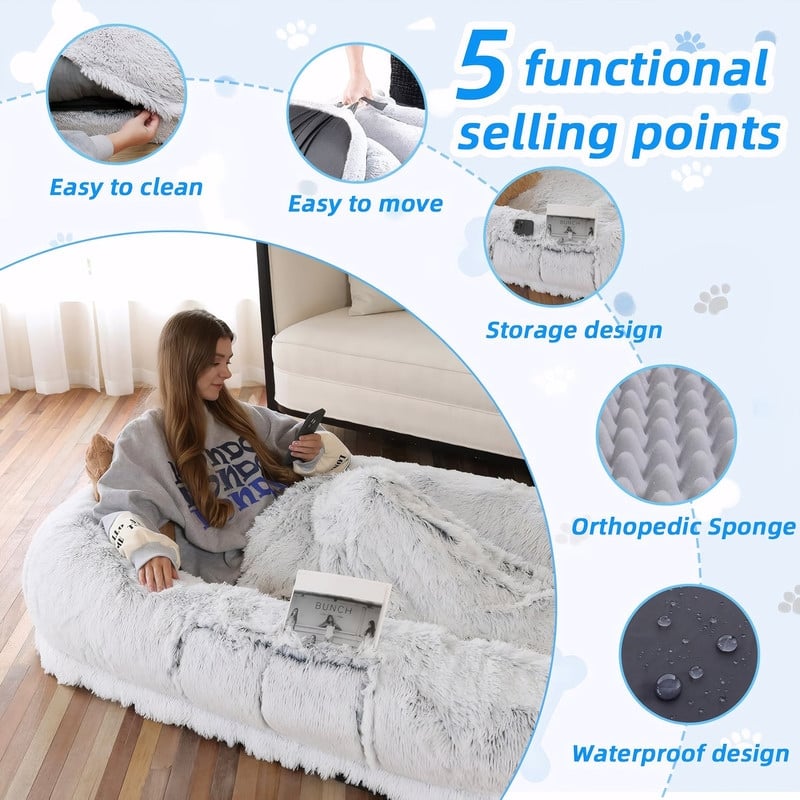Human Dog Bed, Washable Dog Bed for People Doze Off, Napping Orthopedic Dog Bed,71''x45''x14'' Size Fits You and Pets