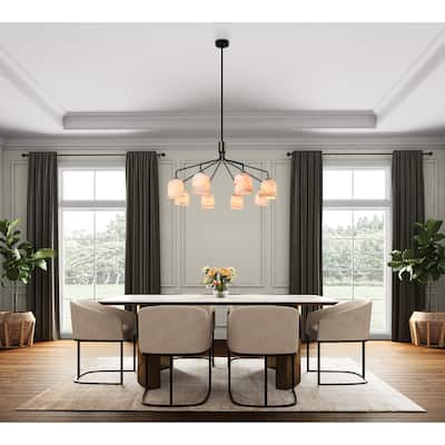 Artcraft Crema 8-Light Chandelier 34" - Black with Brushed Brass Accent