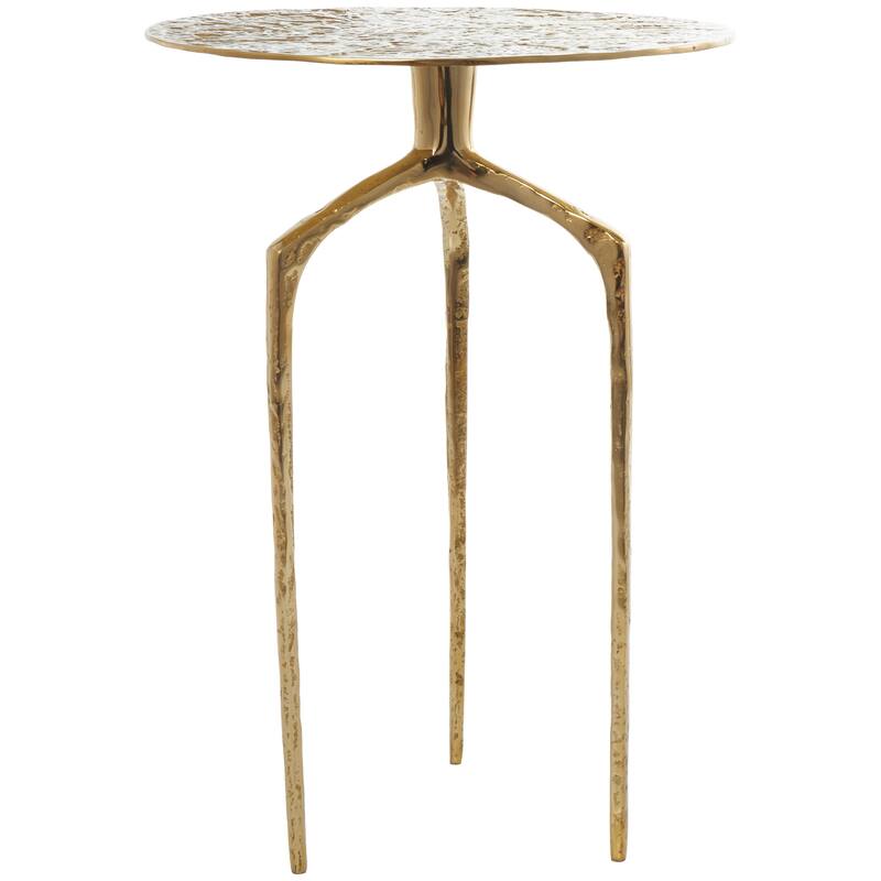 Silver, Gold or Gray Aluminum Metal Slim Textured Geometric Accent Table