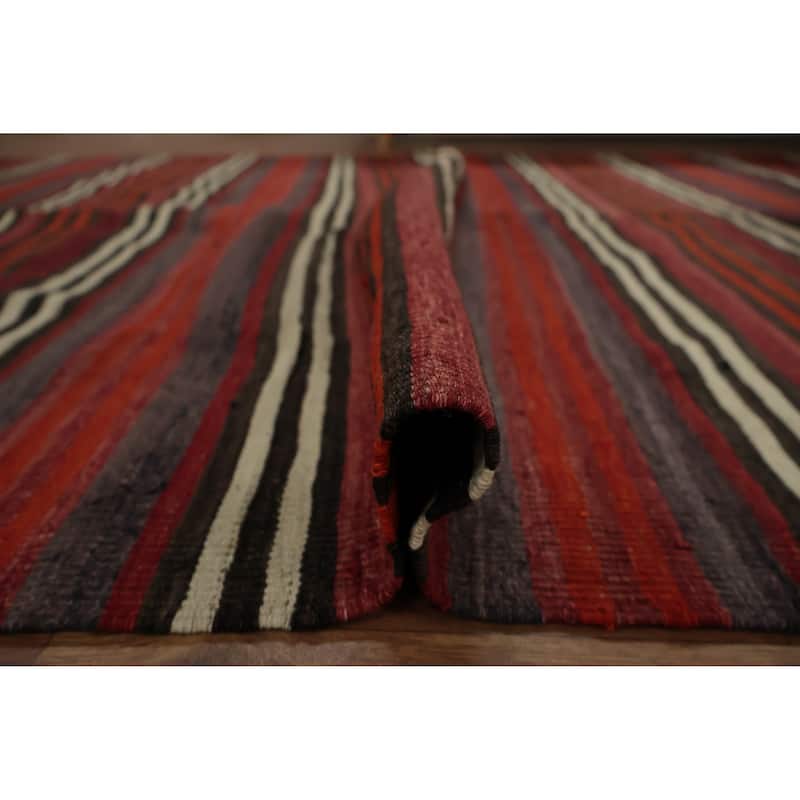 Hand Woven Oriental 100% Wool Carpet Southwestern Geometric Red Kilim Area Rug - 10' 2'' X 5' 0''