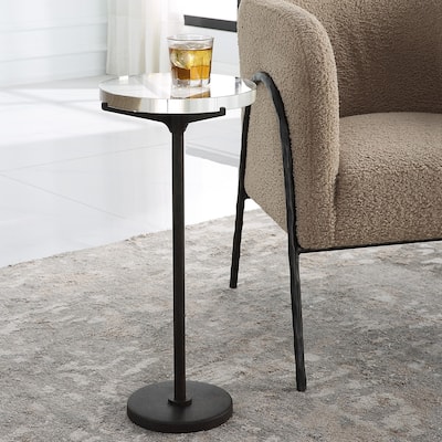 Crystal Top Accent Table - 24.75" - Brown and Clear