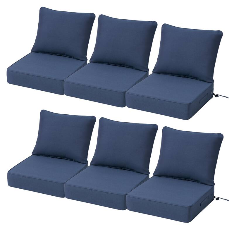 24''Wx24''Dx5.5''in T Outdoor Indoor Patio Premium Fabric Seat Cushions Set (Seat & Back) - 6PC - NavyBlue