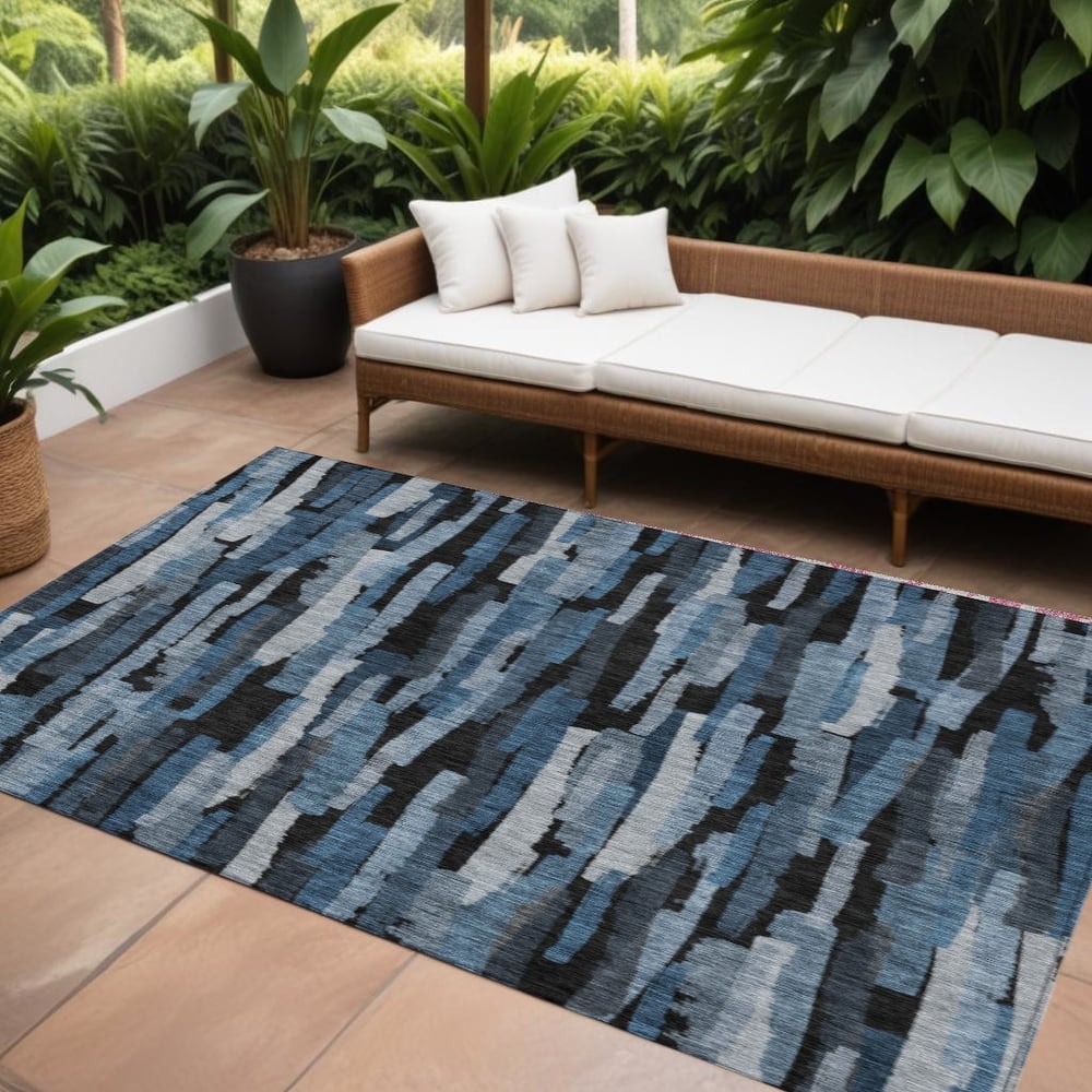 HomeRoots Striped Transitional Rectangle Outdoor Rug