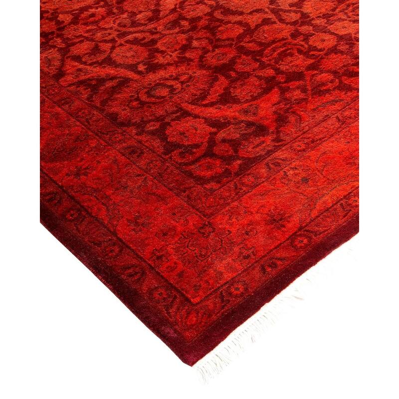 Overton Hand Knotted Wool Vintage Inspired Modern Contemporary Overdyed Red Area Rug - 4' 3" x 6' 4"