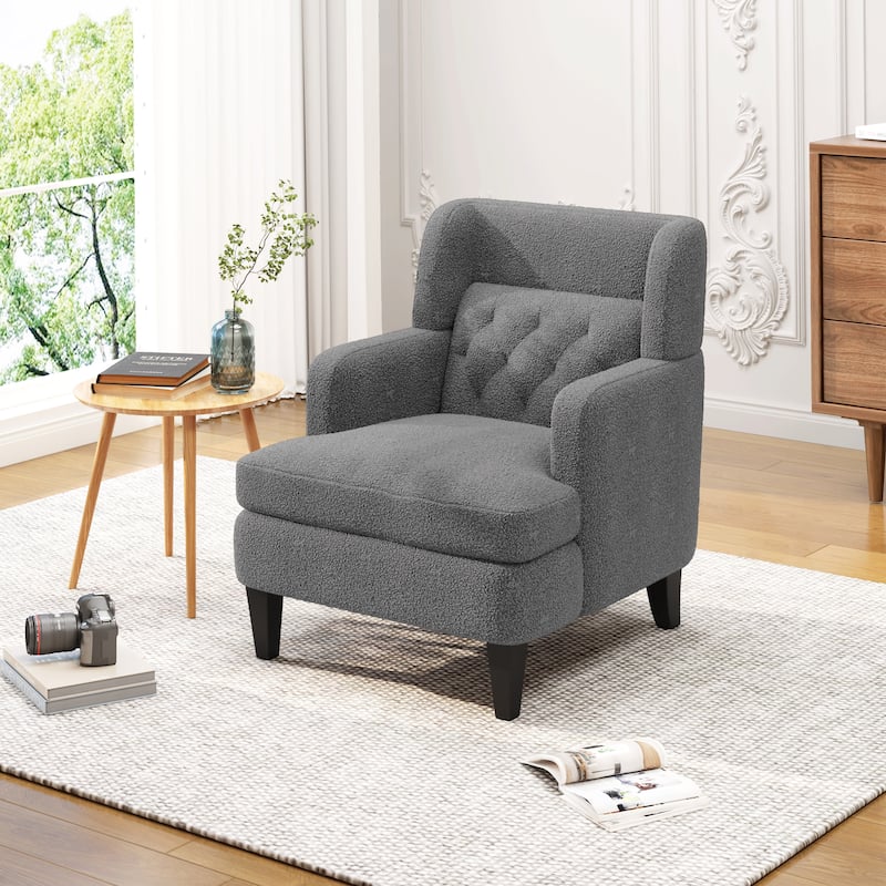 Nabo Modern Fabric Accent Chair with Cushion Back by Christopher Knight Home - Dark Grey