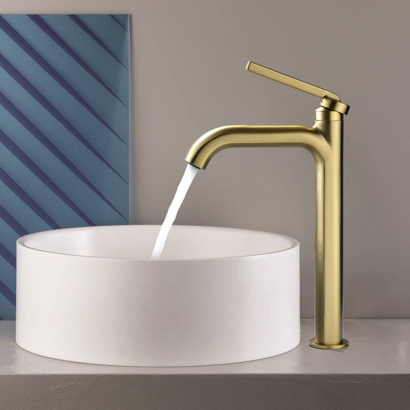 9-12" H Solid Brass Single Handle Bathroom Sink Faucet