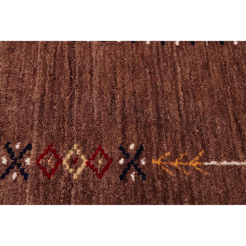 ECARPETGALLERY Hand Loomed Kashkuli Gabbeh Brown Wool Rug - 4'10 x 7'10