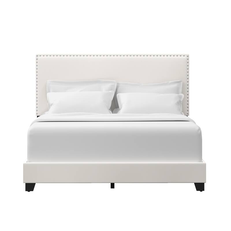 Gayle Nailhead Trim Faux Leather Upholstered Bed, by Hillsdale