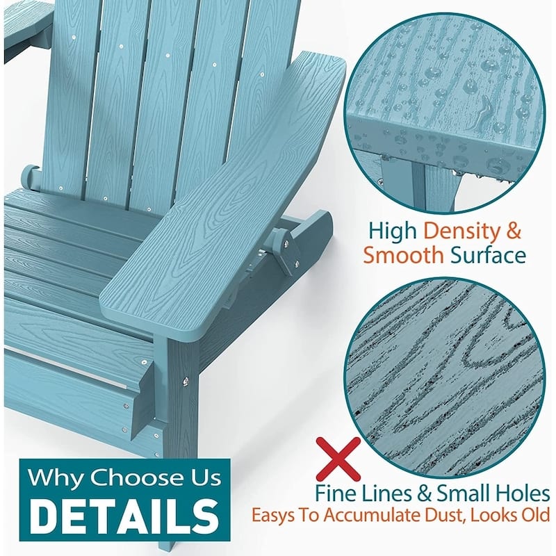 WINSOON HIPS All Weather Outdoor Folding Adirondack Chair