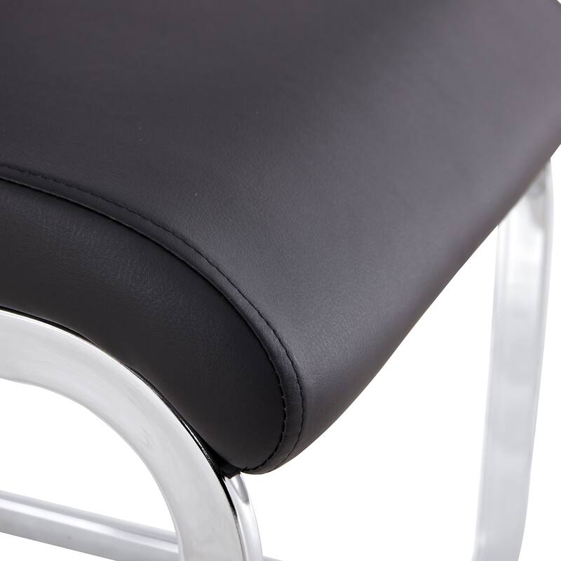 Modern PU Faux Leather High Back Dining Chairs with C-shaped Tube Chrome Metal Legs