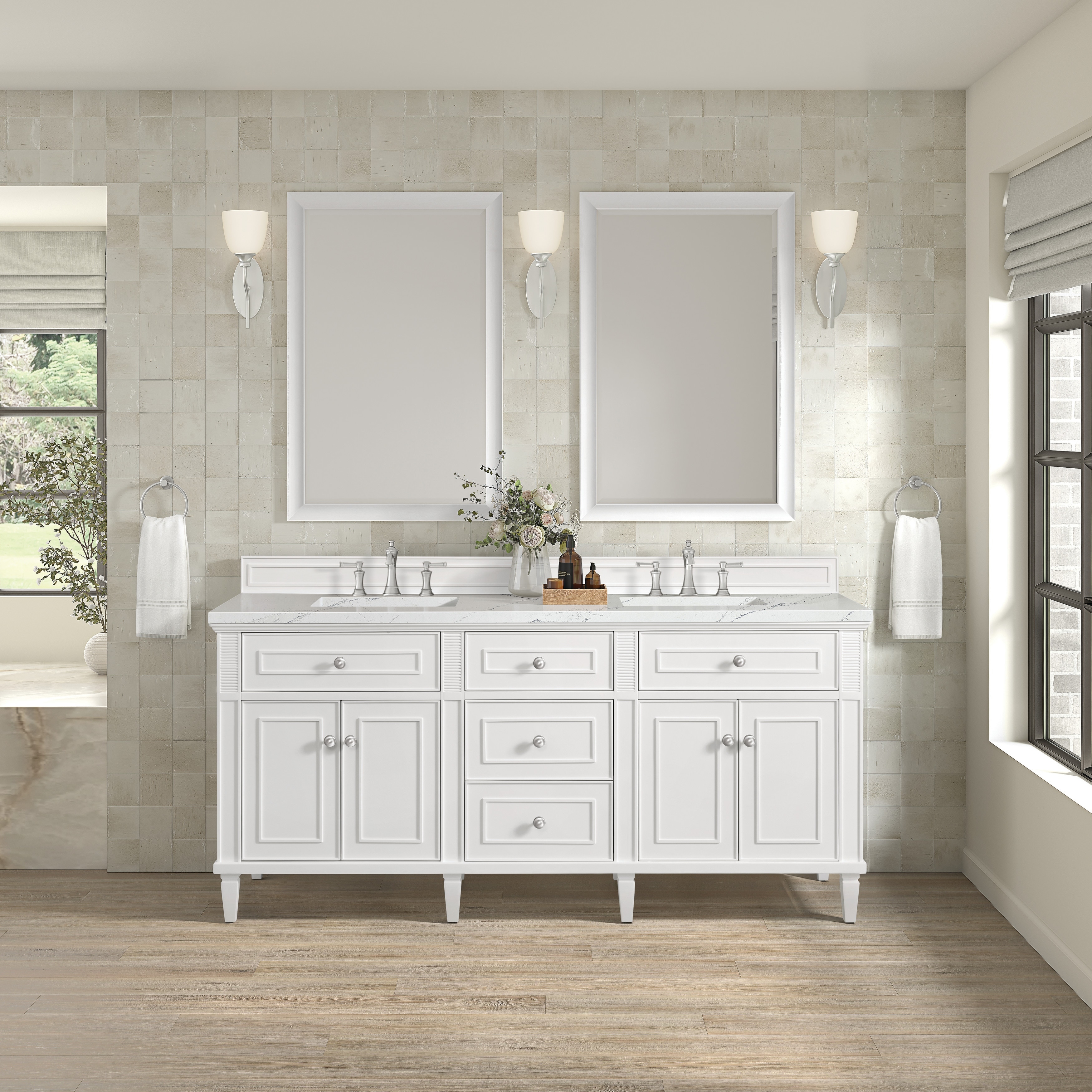 James Martin Vanities Lorelai 72" Double Vanity, Bright White