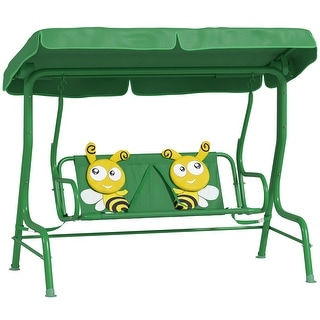 2-Seater Kids Patio Swing with Adjustable Canopy - Navy