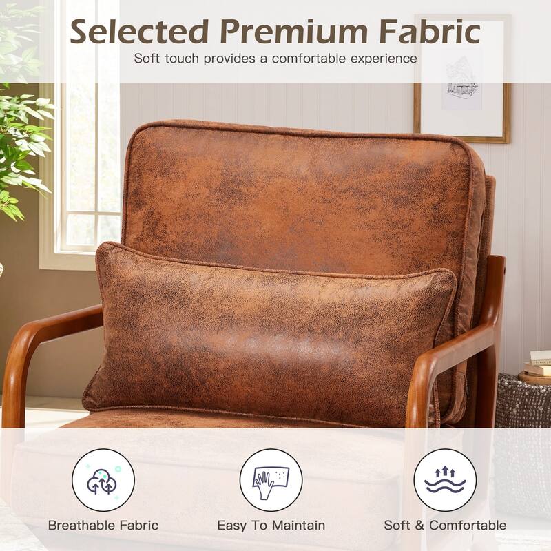 EROMY Mid-Century Modern Accent Chair - Solid Wood Frame Armchair for Living Room, Lounge, or Balcony