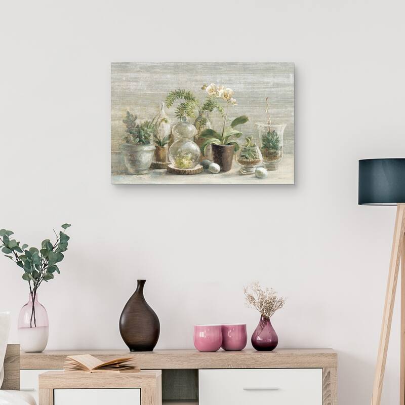 Greenhouse Orchids on Wood by Danhui Nai Canvas Art Print