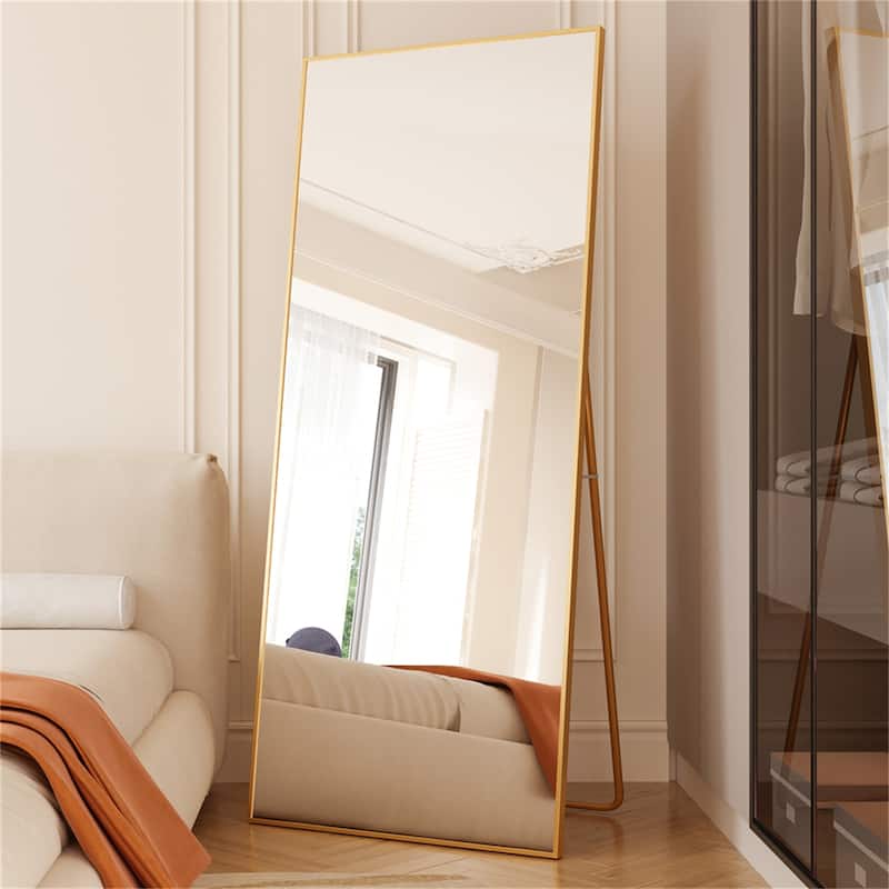 71" x 32" Tall Metal Frame Full-Length Mirror with Stand