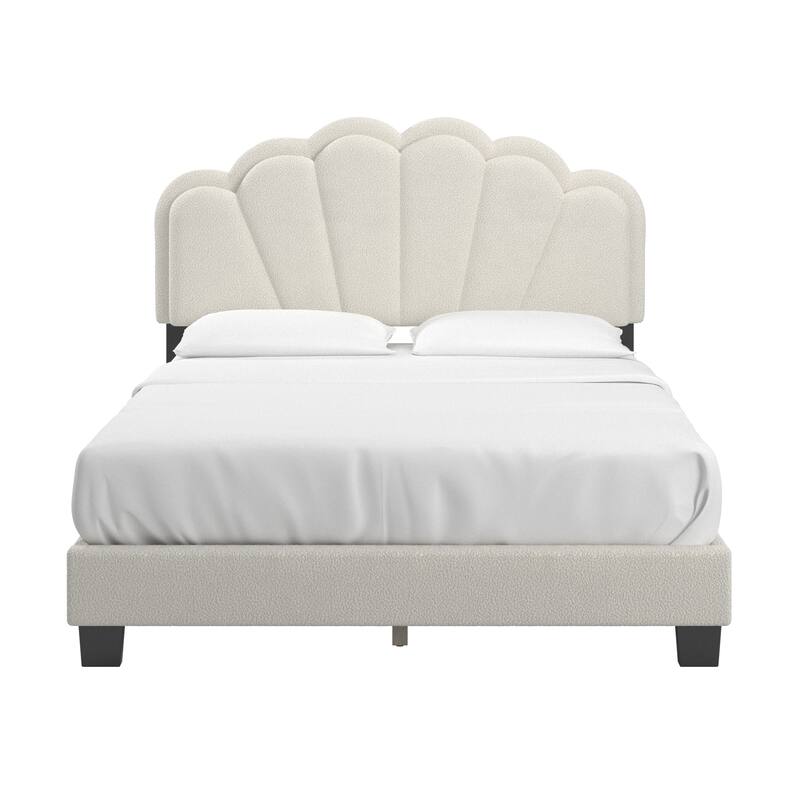 Wacissa LED Headboard Boucle Queen Platform Bed by iNSPIRE Q Modern