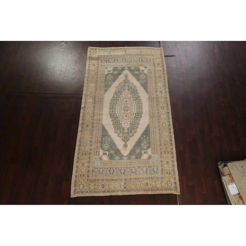 Vintage Anatolian Oriental Wool Area Rug Hand-knotted Office Carpet - 5'6" x 10'3"