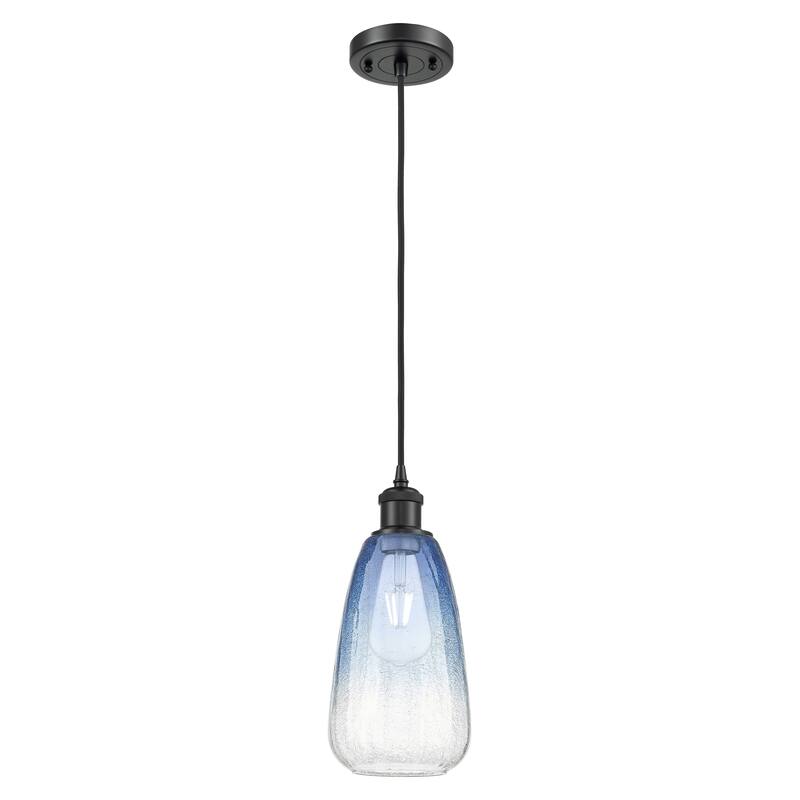Innovations Lighting Endless Possibilities Ballston - Brookhaven Almond - 1 Light 6" Cord Hung Mini Pendant - Matte Black/Sapphire Blue