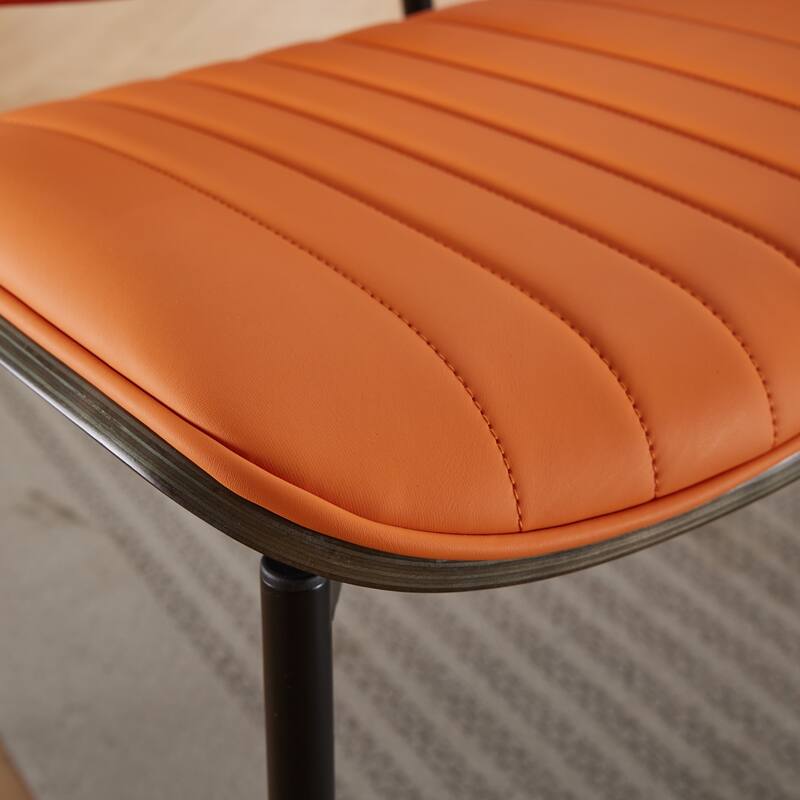 Dining Chairs Set of 2, PU Leather Upholstered Chairs, Kitchen Chairs with Bentwood Back, Metal Legs & Adjustable Foot