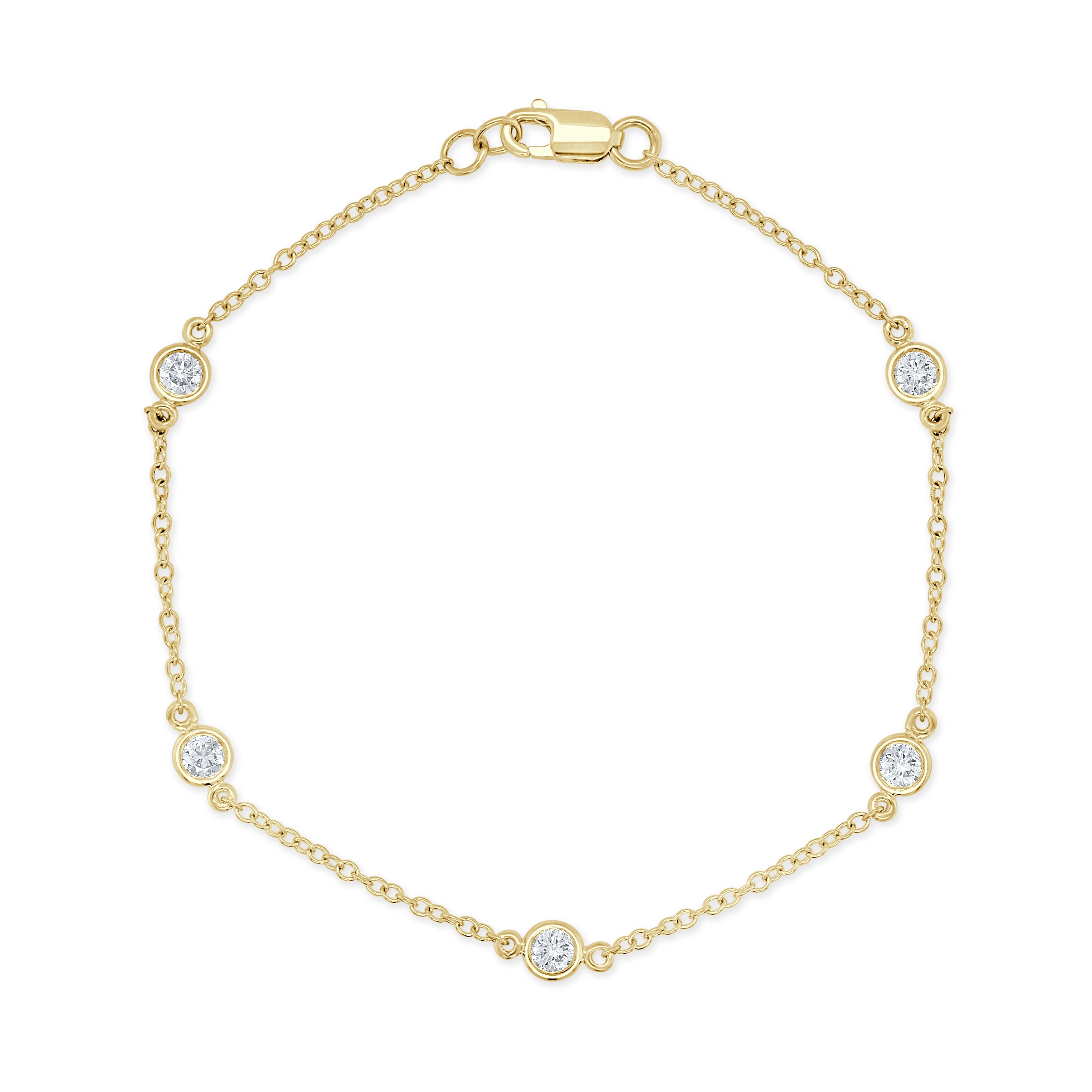 Joelle Round Diamond Bezel Station Bracelet in 14K Yellow Gold (0.50 ct. tw.)