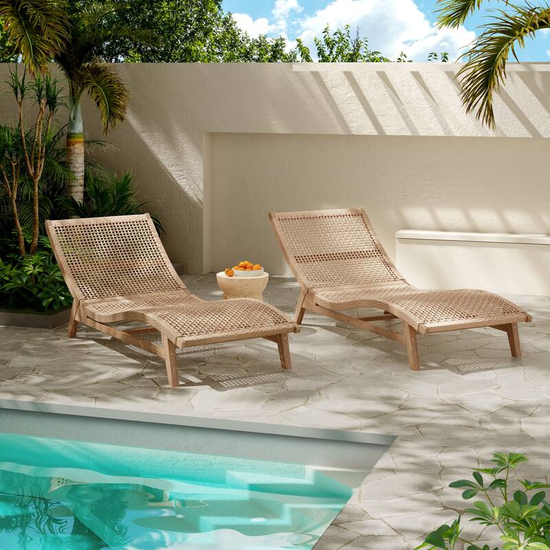 Scott Living Amalfi Outdoor Sun Lounger Acacia Wood Wicker Woven