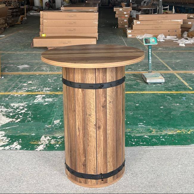 39.4 Inch Bar Height, Round Bar Table, Bistro Pub Table for Kitchen - Light Brown